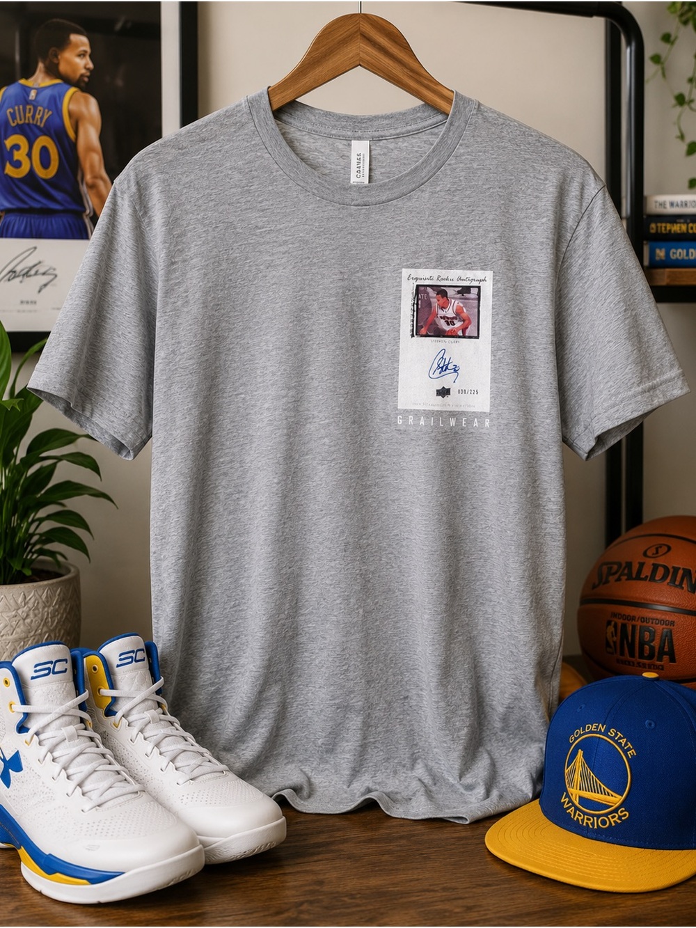 Grailwear Stephen Curry Exquisite Rookie Auto Graphic Tee Gray Large NBA